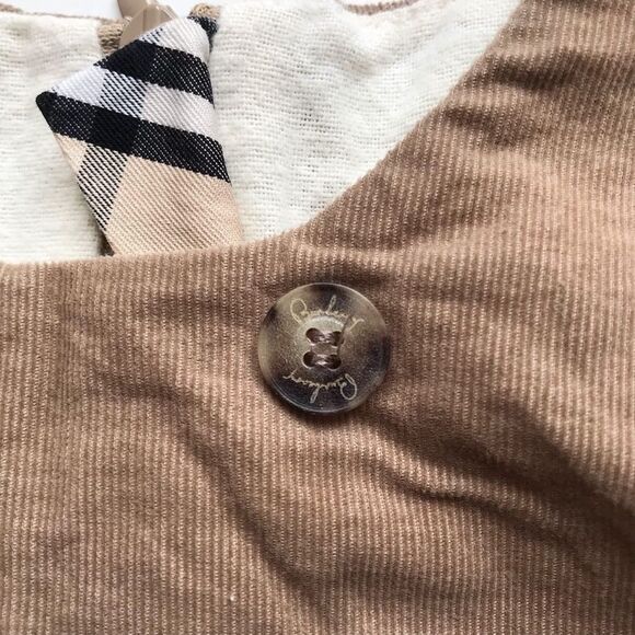 Burberry tan corduroy belted jumper EUC 6 months - Picture 3 of 9